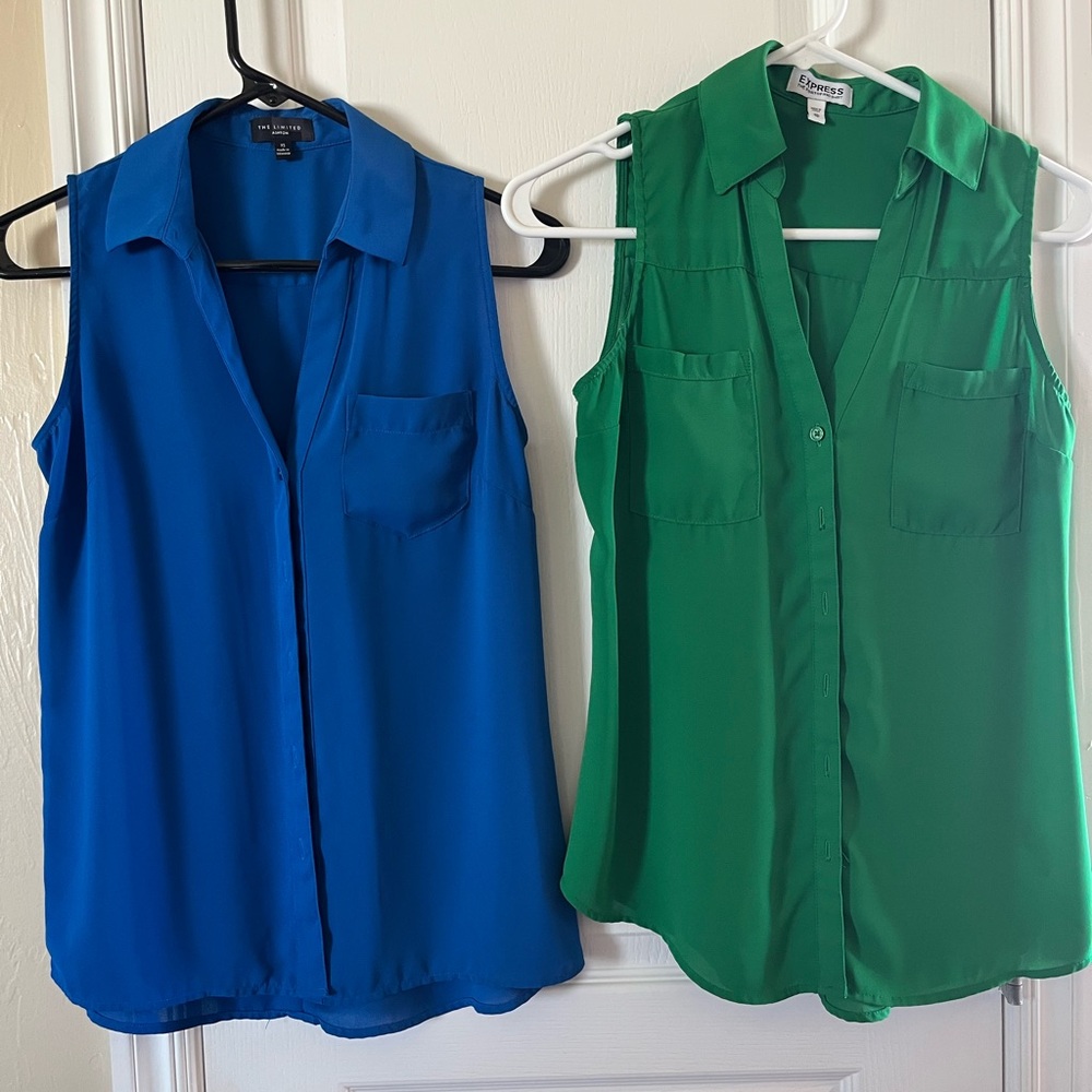 2 blouses- The Limited and Express sleeve-less Portofino’s